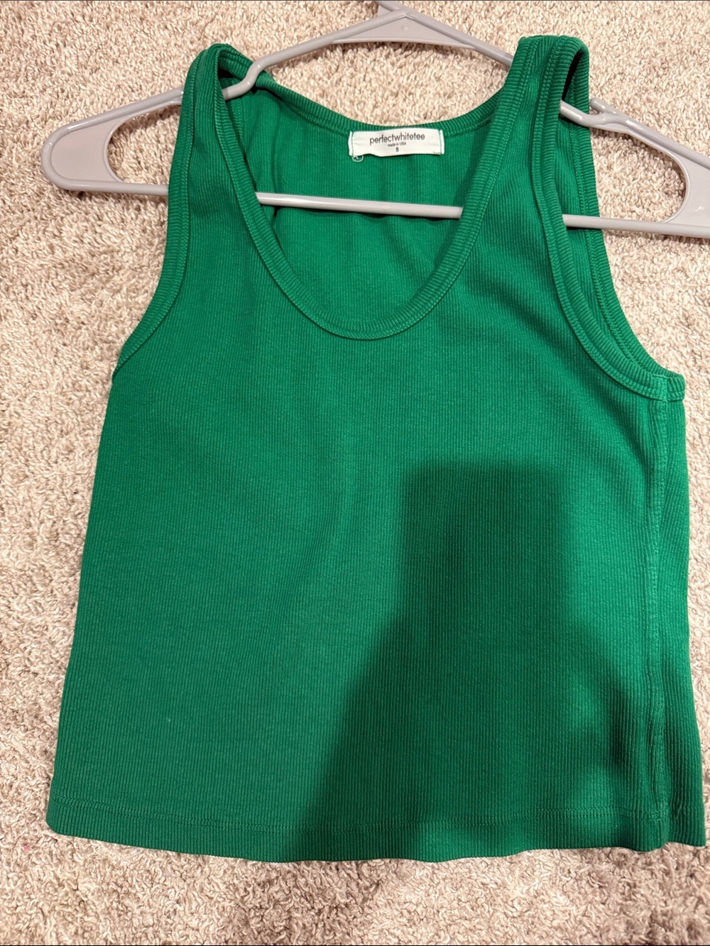 perfectwhitetee Green Ribbed Tank Top